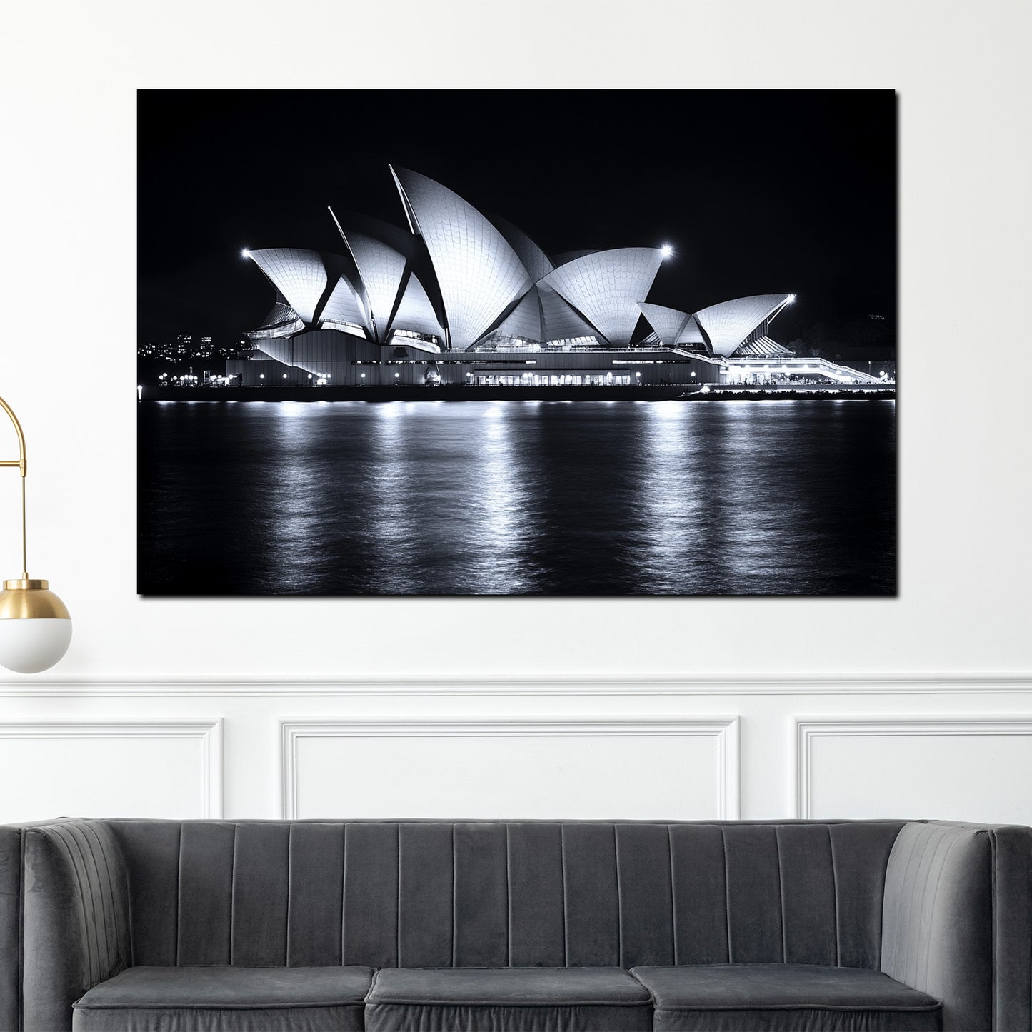 Wandbild Städte Sydney Opernhaus Nachtaufnahme Wasser Spiegelung