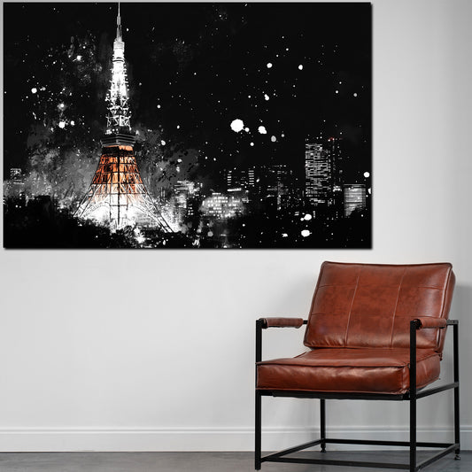 Wandbild Städte Tokio Tower Nacht Skyline Lichtspiel