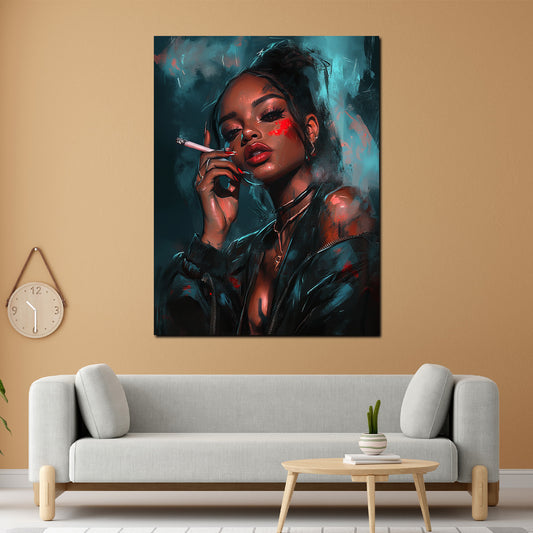 Wandbild coole Frau abstrakt Pop Art Coolness modern