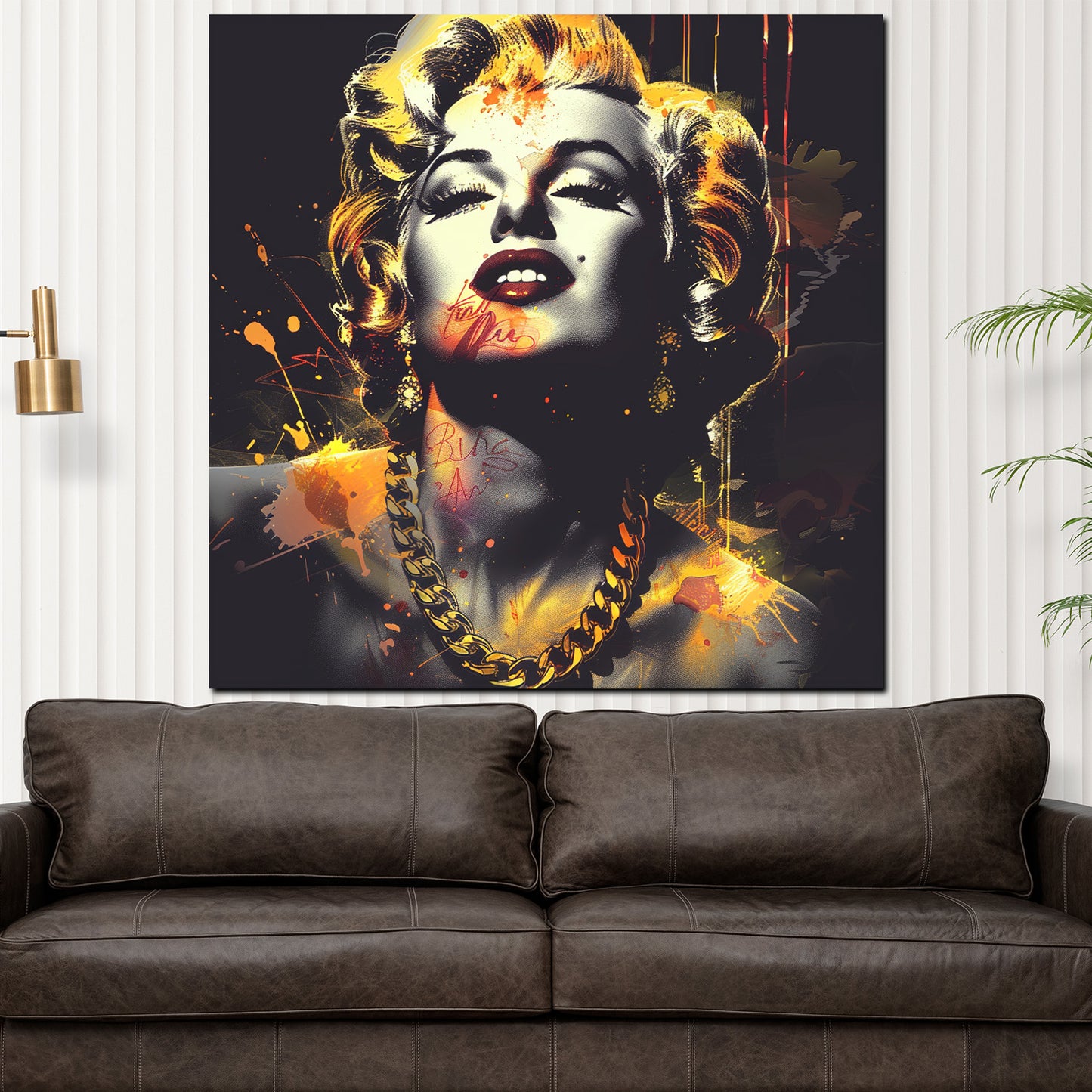 Wandbild Pop Art Marylin mit Goldkette