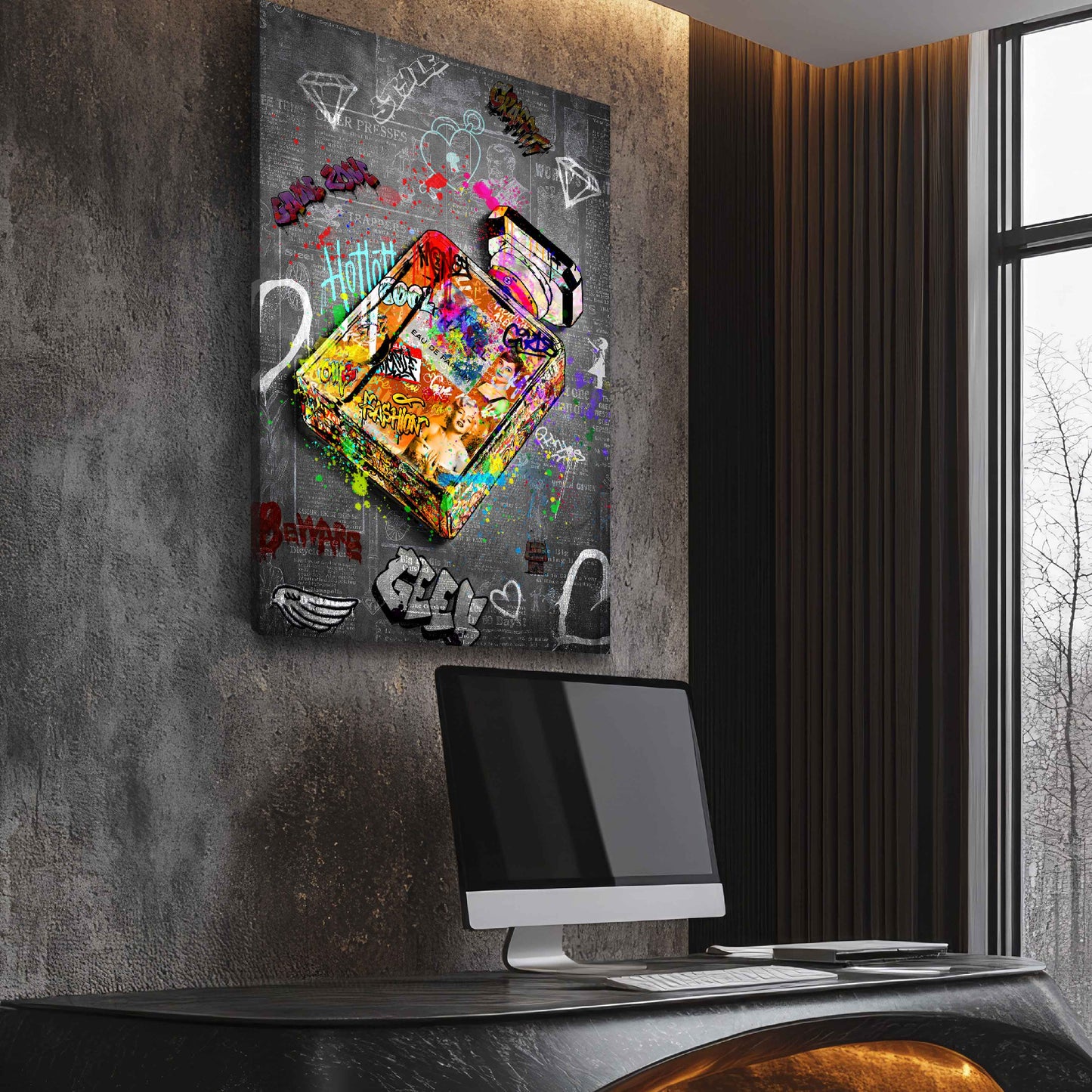 Wandbild Street Art Parfüm Ikonen Fashion modern bunt
