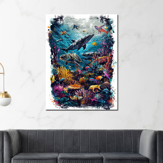 Wandbild Unterwasserwelt bunt Korallen Fische farbenfroh