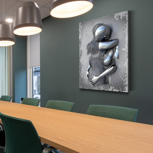 Wandbild abstrakt Metallfiguren Metall Wandkunst Silver Style