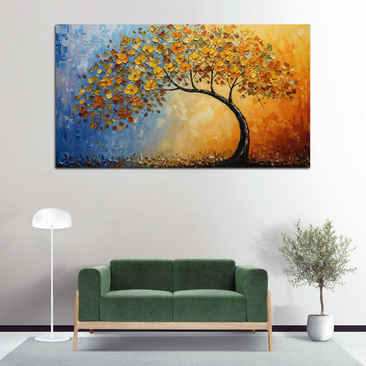 Lebensbaum Wandbild abstrakt Baum Herbstfarben Natur modern farbenfroh