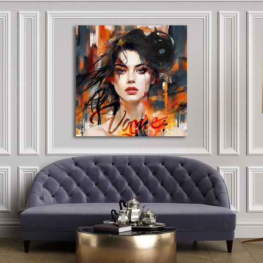 Wandbild abstrakt Frau modern Pop Art