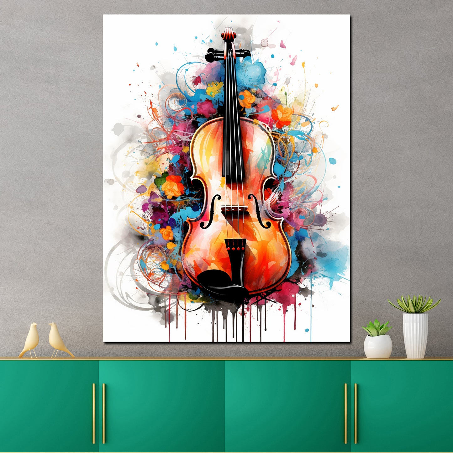 Wandbild abstrakt Kontrabass Colour Splash