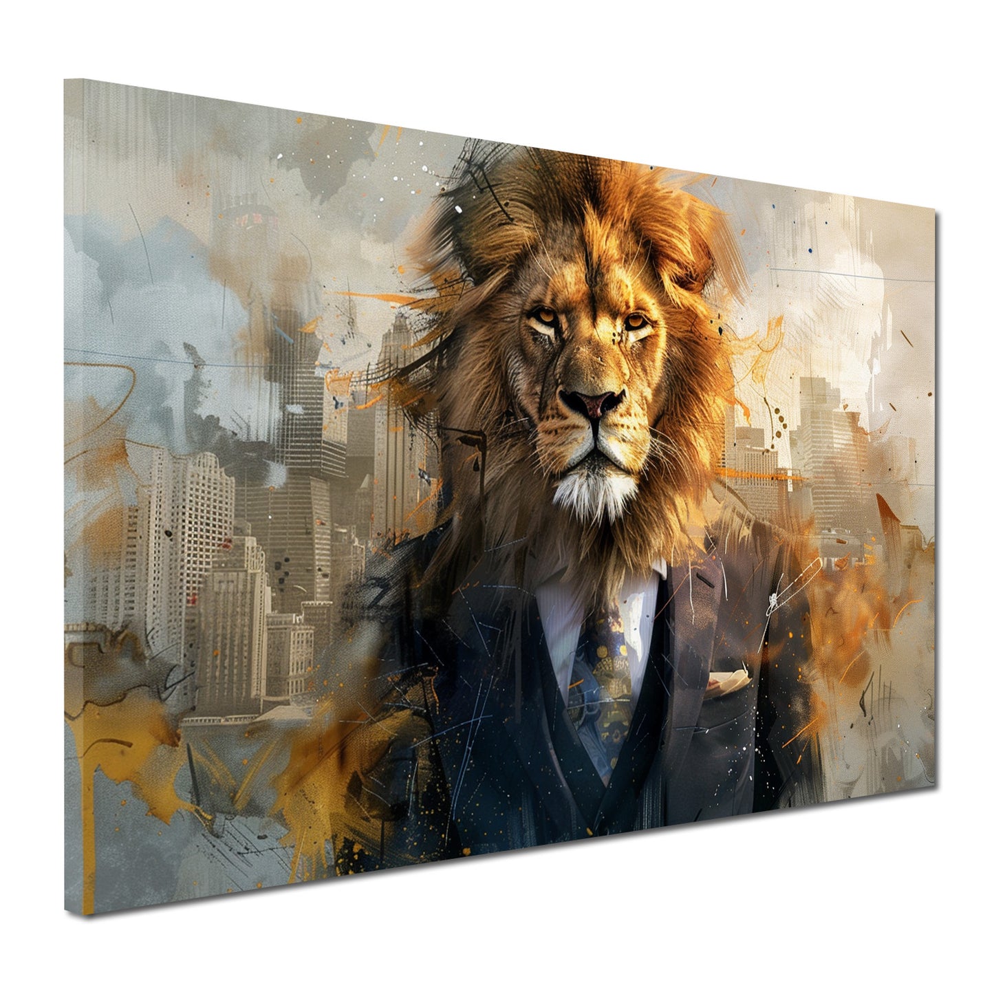 Wandbild abstrakt Löwe im Anzug modern urban