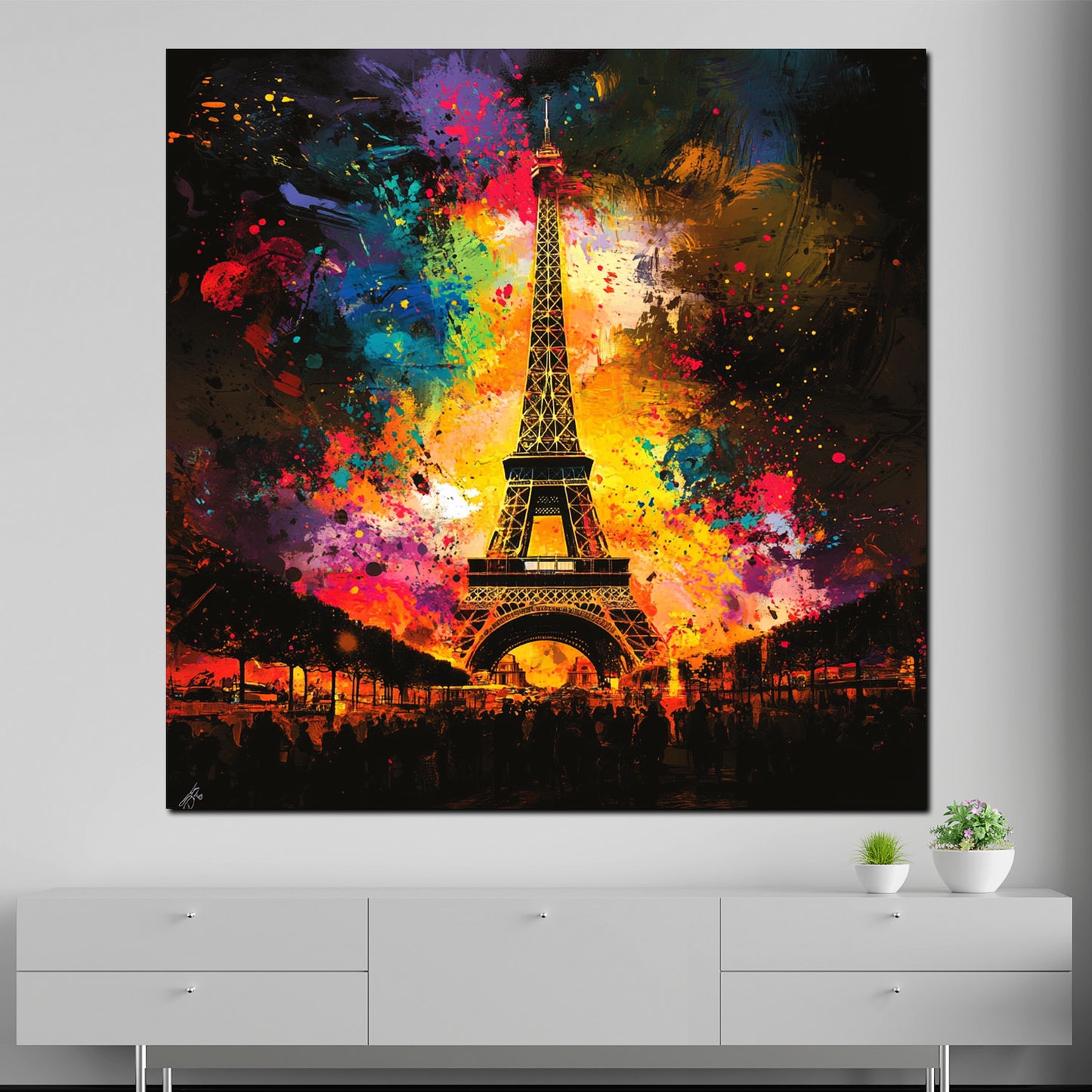 Wandbild abstrakt Paris Eiffelturm Pop Art farbenfroh