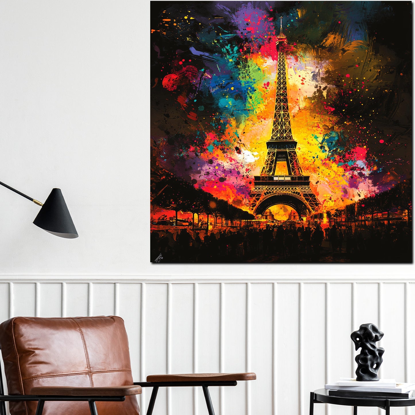 Wandbild abstrakt Paris Eiffelturm Pop Art farbenfroh