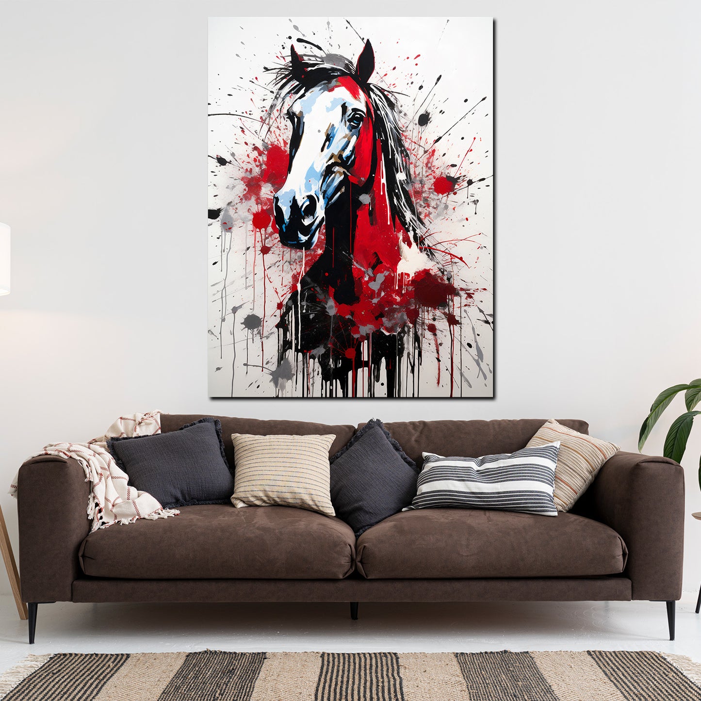 Wandbild abstrakt Pferd Kopf Red Splash