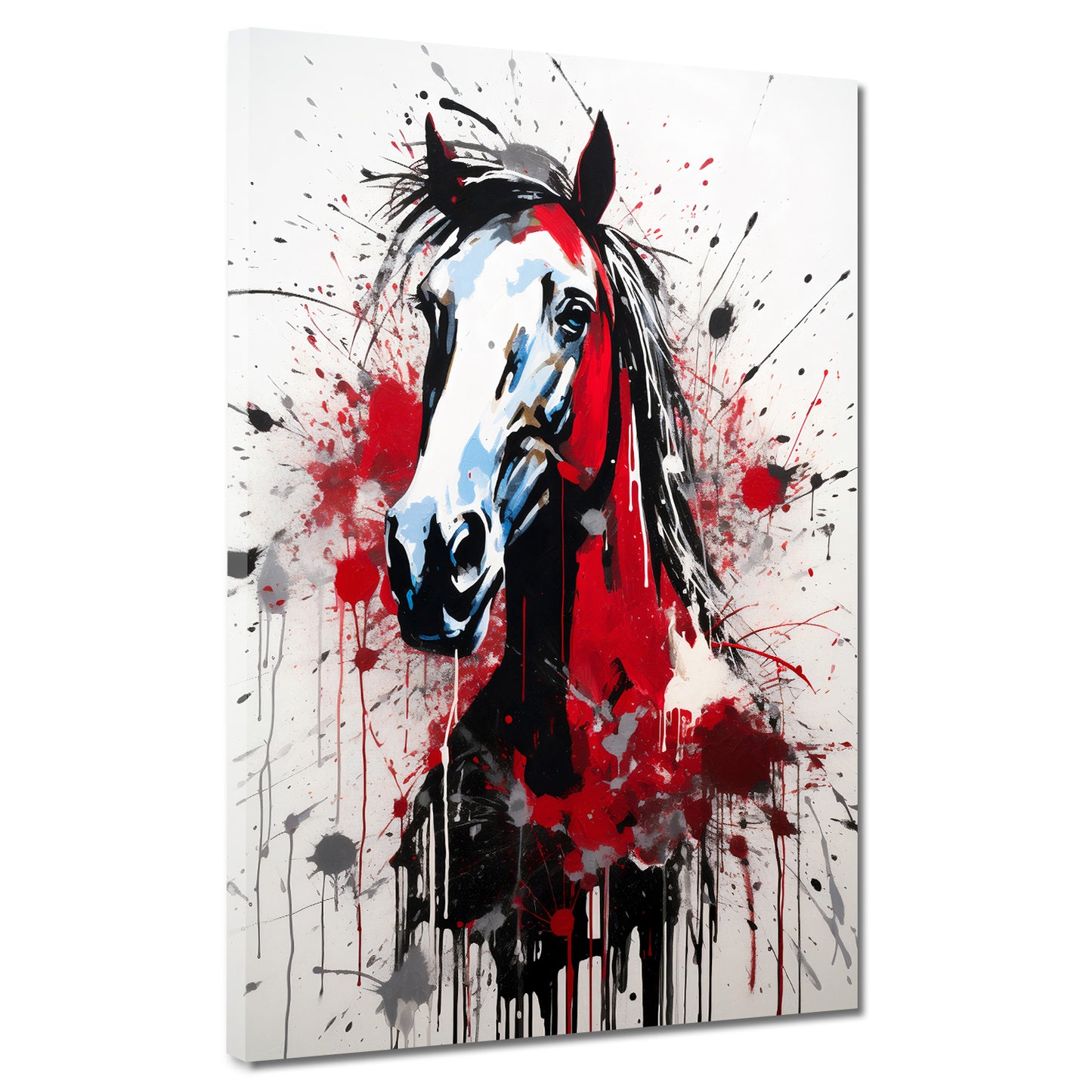 Wandbild abstrakt Pferd Kopf Red Splash
