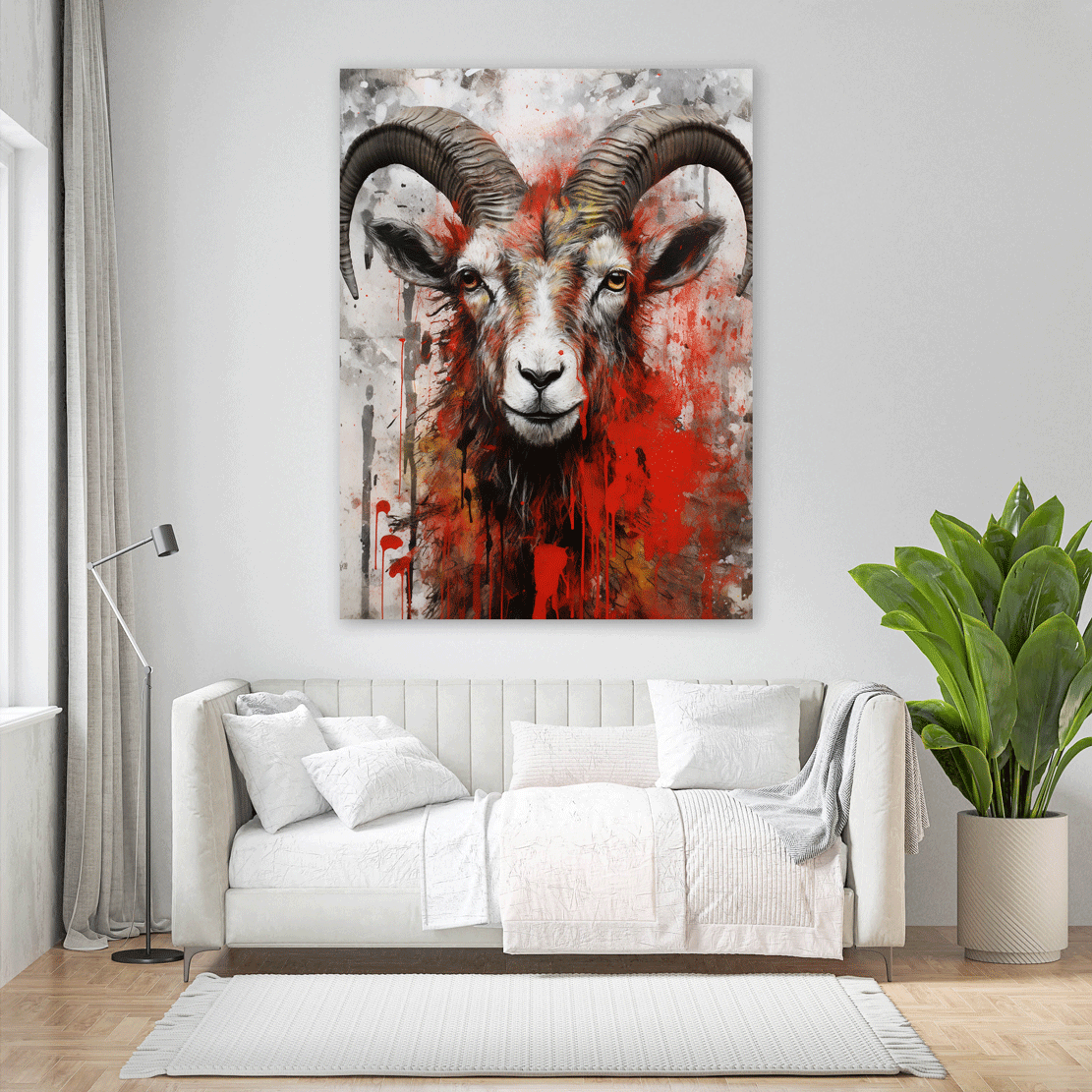 Wandbild abstrakt Ziege Red Splash
