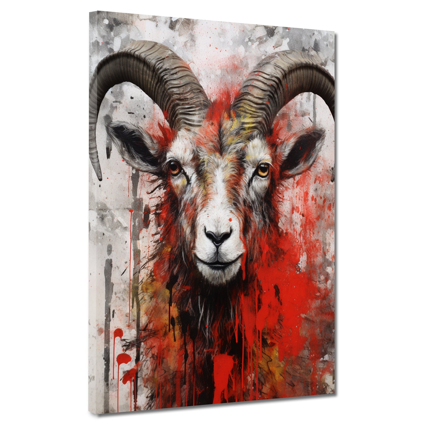 Wandbild abstrakt Ziege Red Splash