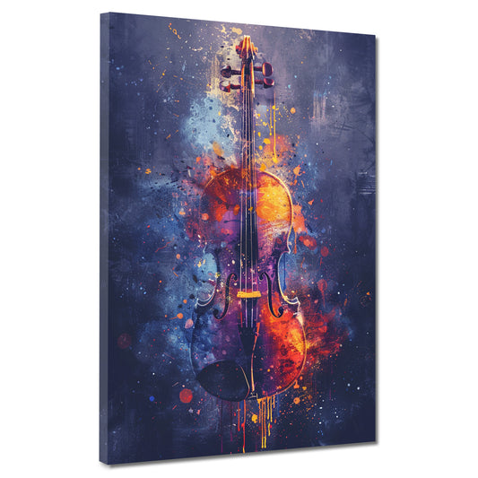 Wandbild abstrakt bunte Violine Musik Kunst Pop Art modern