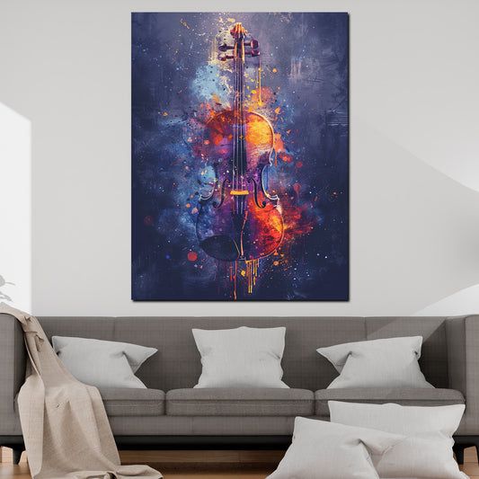 Wandbild abstrakt bunte Violine Musik Kunst Pop Art modern