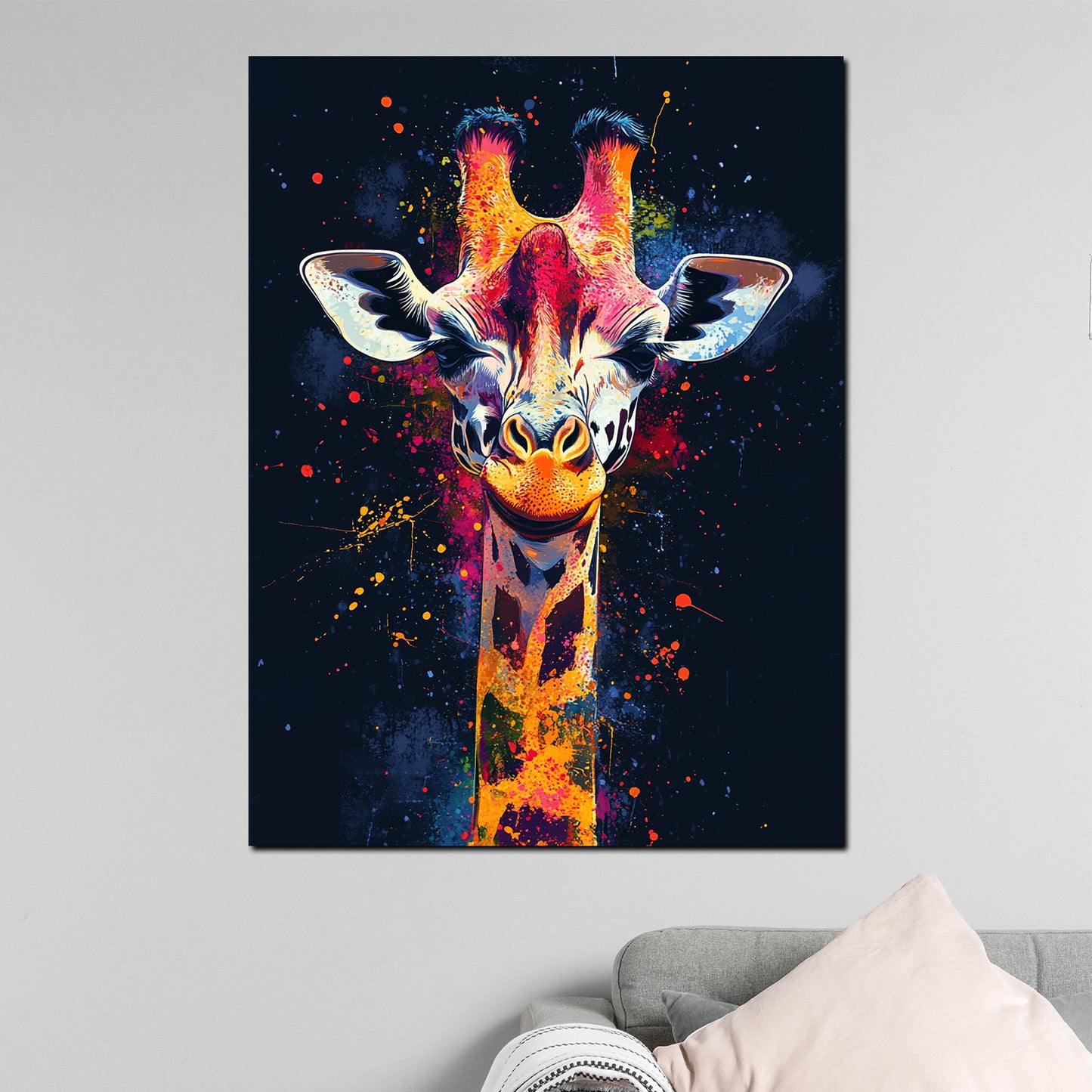Wandbild Pop Art modern abstrakt farbenfrohe Giraffe