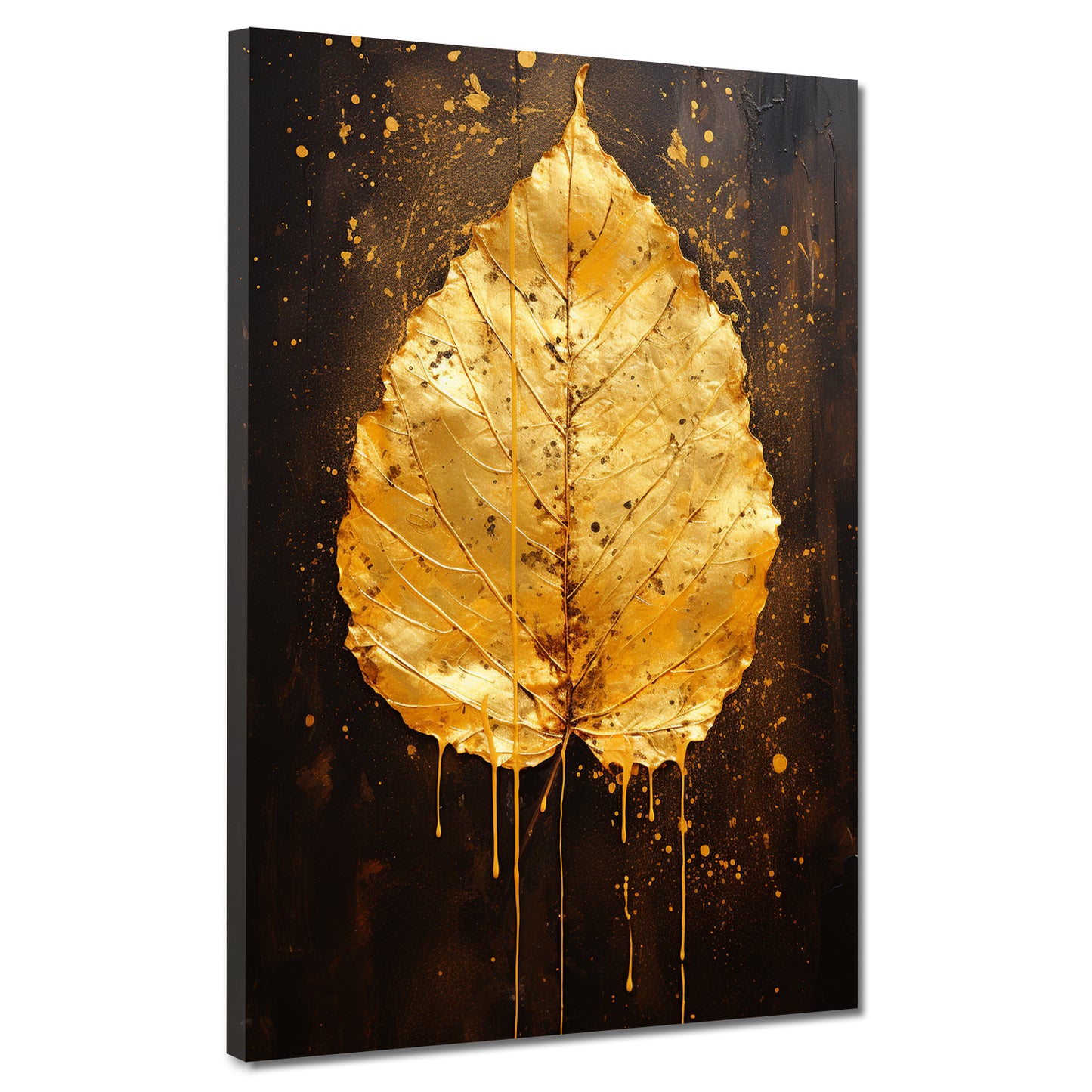 Wandbild abstrakt goldenes Blatt