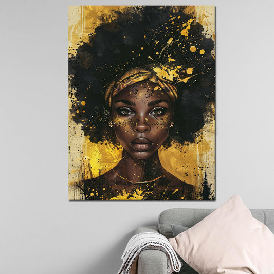 Wandbild afroamerikanische Frau Gold modern
