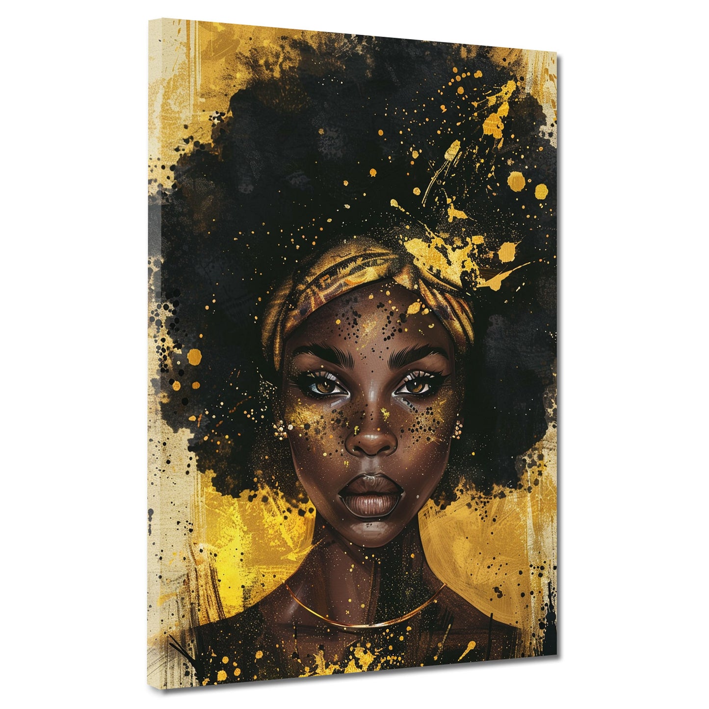 Wandbild afroamerikanische Frau Gold modern
