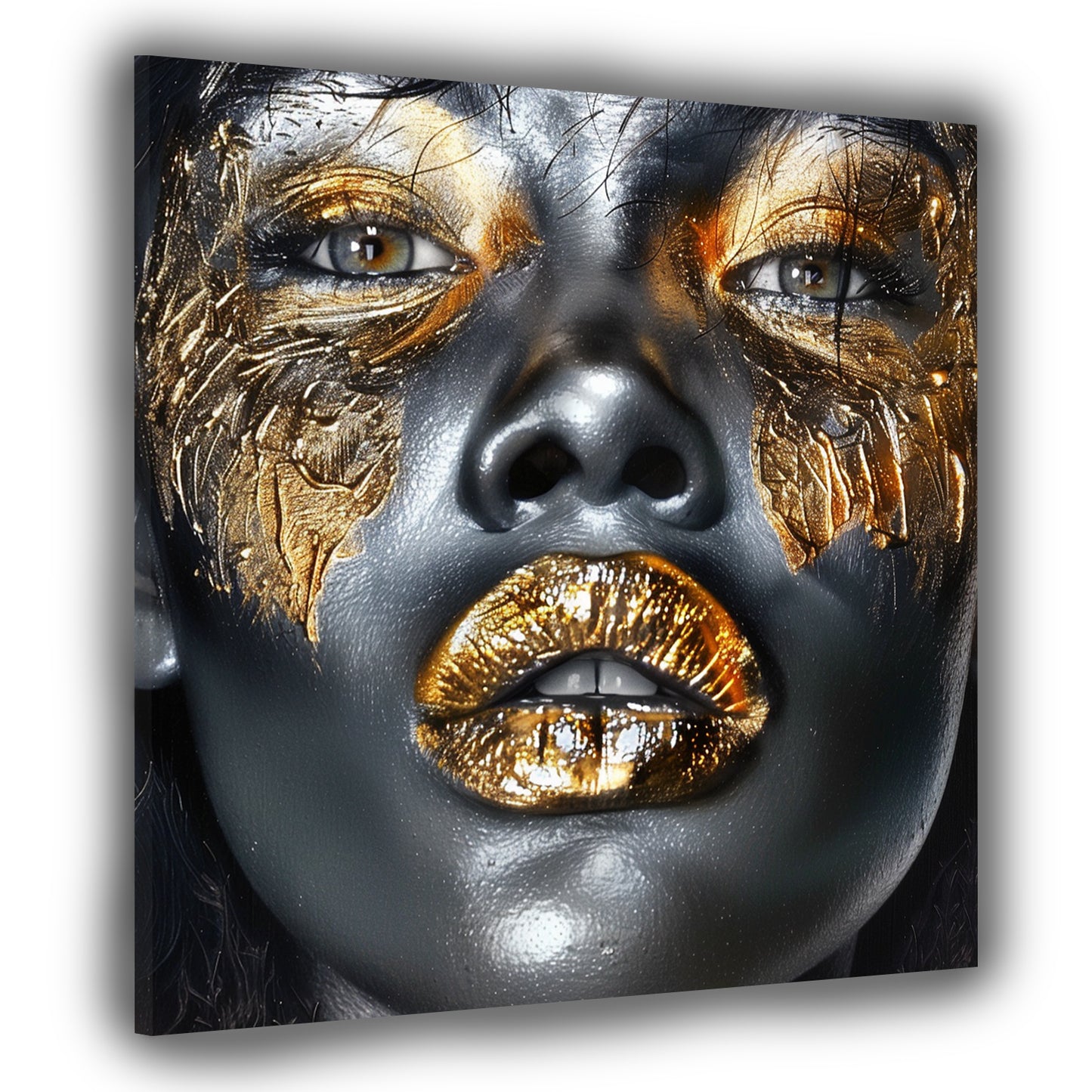 Wandbild goldene Lippen African Women