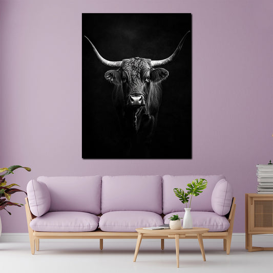 Wandbild Stier schwarz weiß Stärke Energie modern