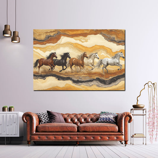 Wandbild malerische Pferde im Lauf Natur Wüstenfarben modern abstrakt