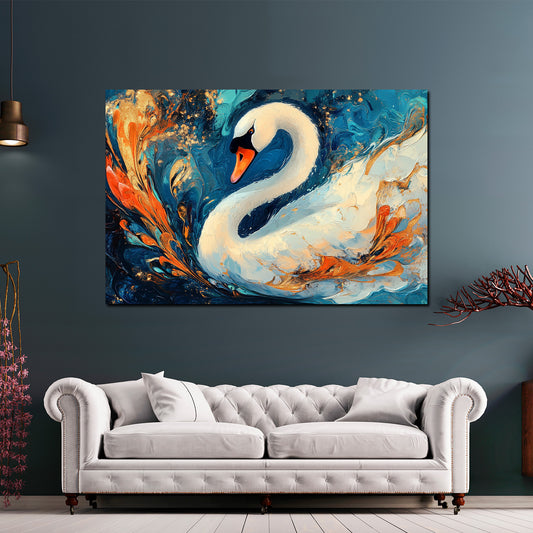 Wandbild malerischer Schwan in farbenprächtigem Stil Eleganz abstrakt