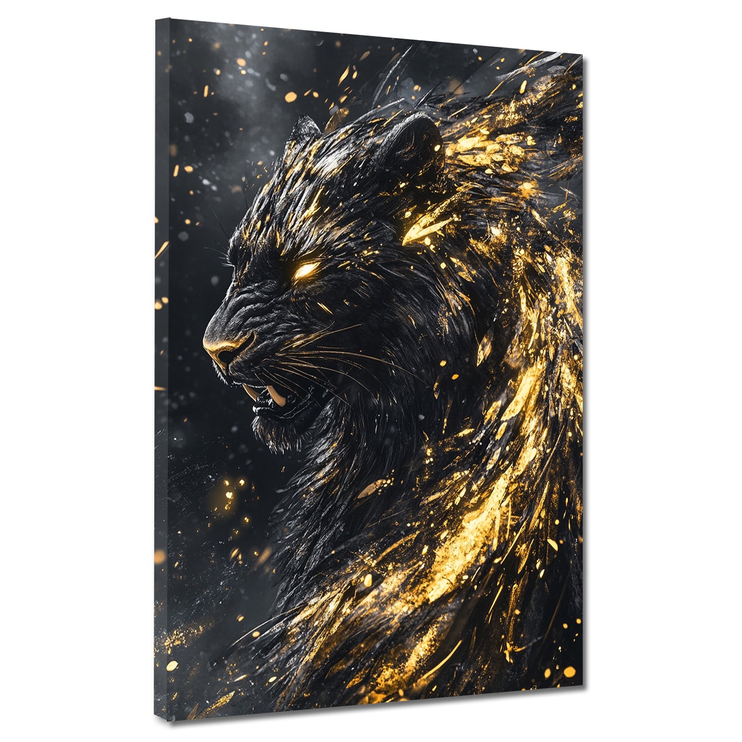 Wandbild schwarzer Panther Gold abstrakt Dynamik