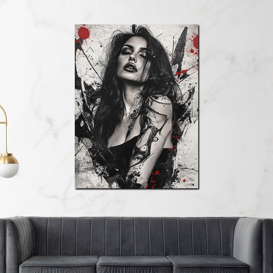 Wandbild sinnliche Frau schwarz weiß mit Farbeffekten