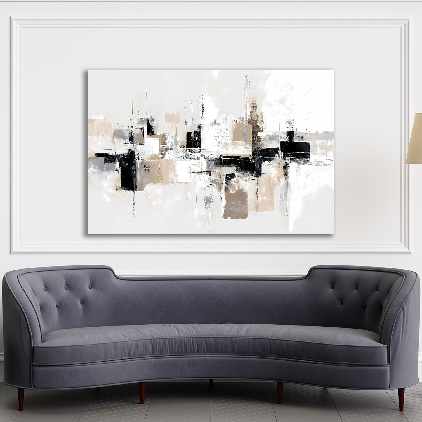 Abstrakt Formenkomposition Beige Schwarz Weiß Wandbild