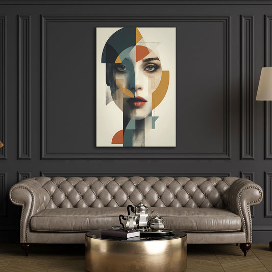 Abstrakt Frauenporträt Geometrische Kunst Wandbild