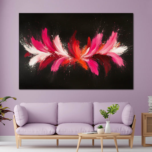Abstrakt Pink Rot Blütenform auf Schwarz Wandbild