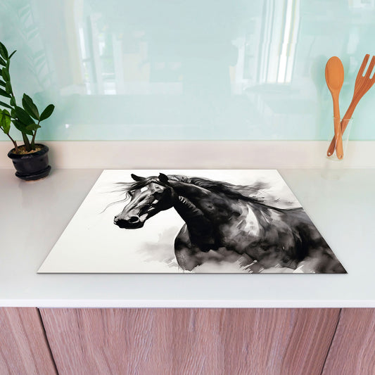 Abstrakt schönes Pferd Herdabdeckplatte Induktionsschutz für Ceranfeld & Küche Deko