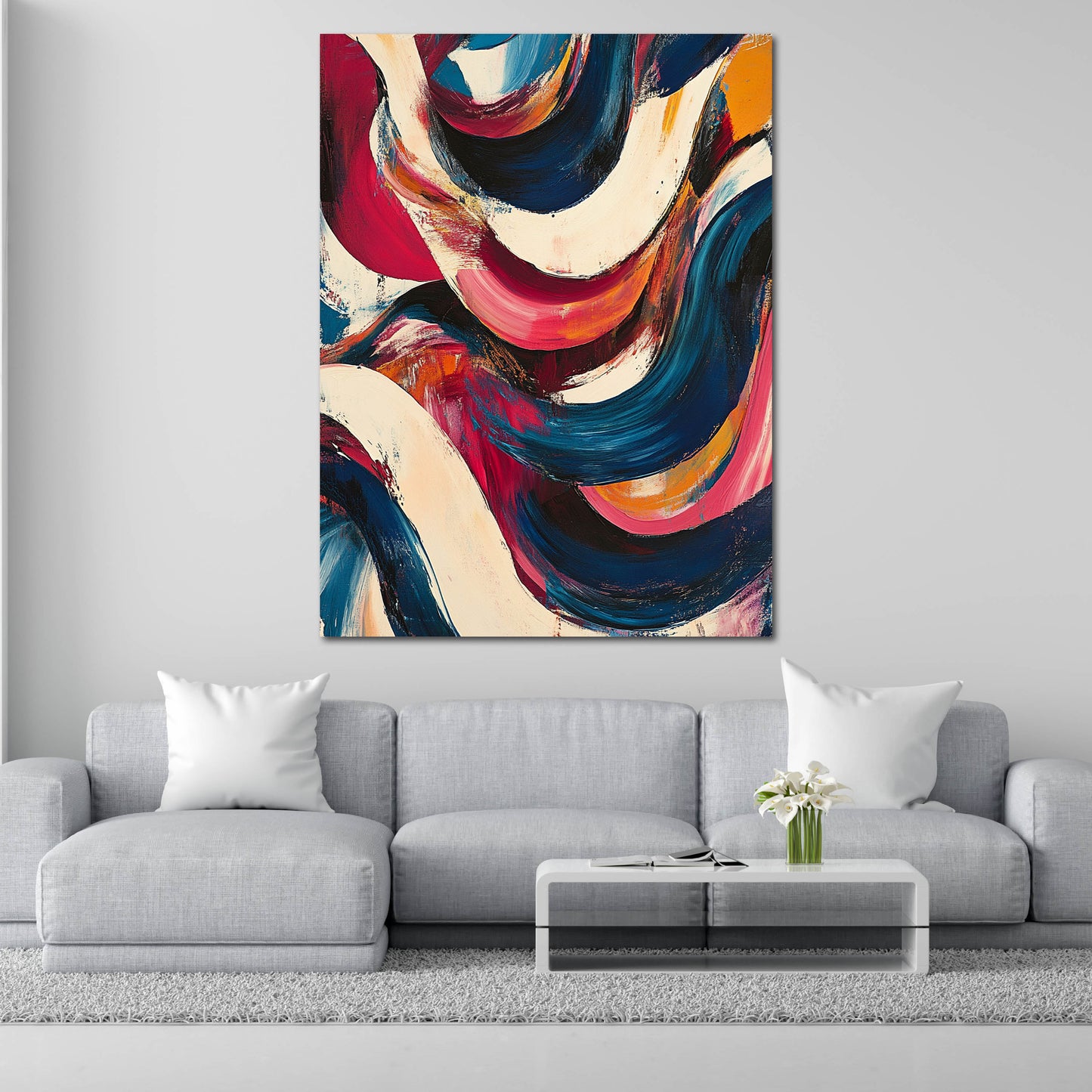 Abstrakt schwungvolle Linien bunte Farben Wandbild