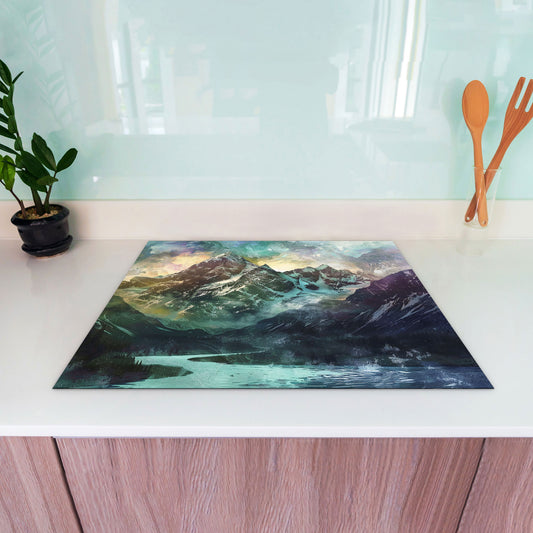 Abstrakt wunderschöne Berge Herdabdeckplatte Induktionsschutz für Ceranfeld & Küche Deko