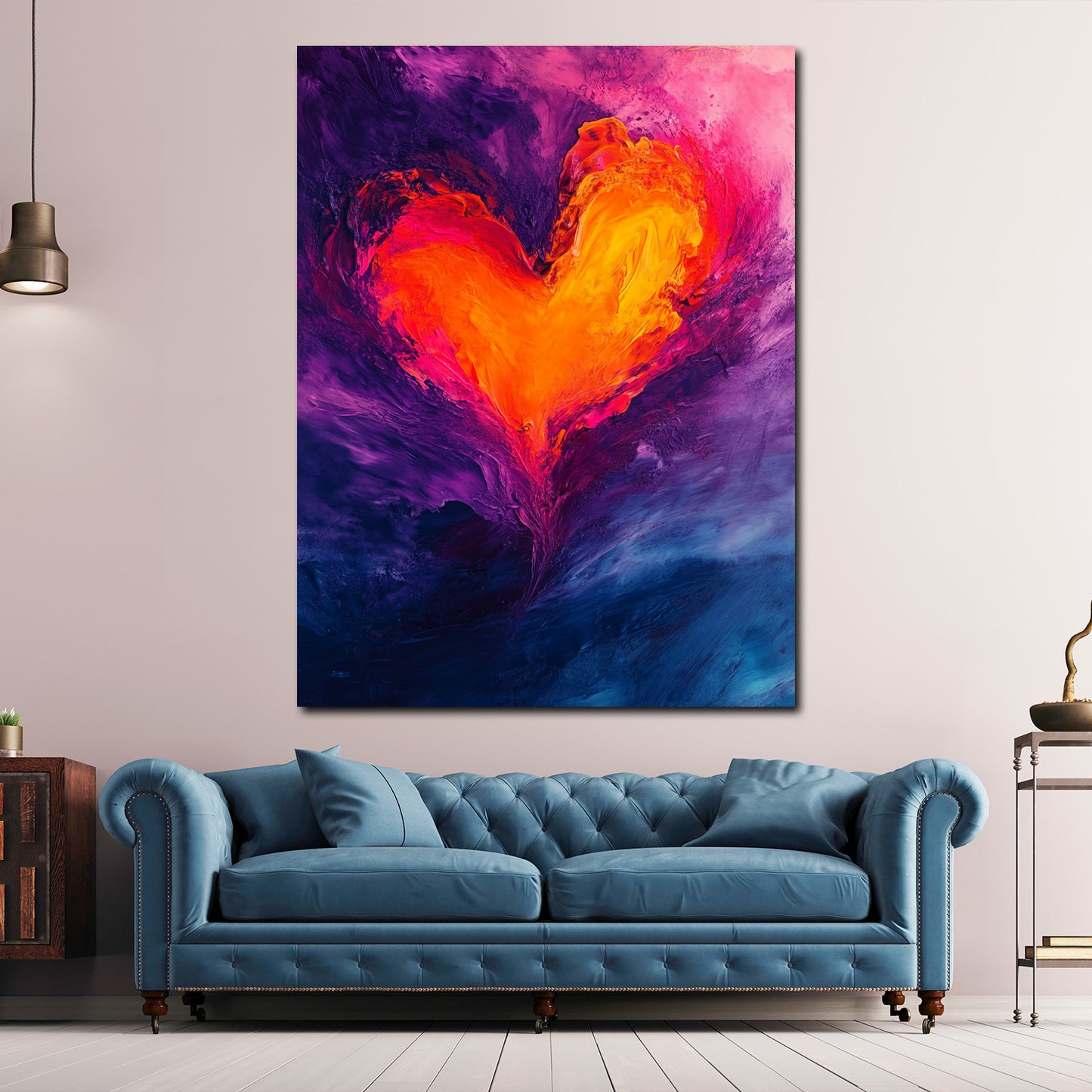 Abstrakt Herz Flammen Liebe Farbenspiel Wandbild