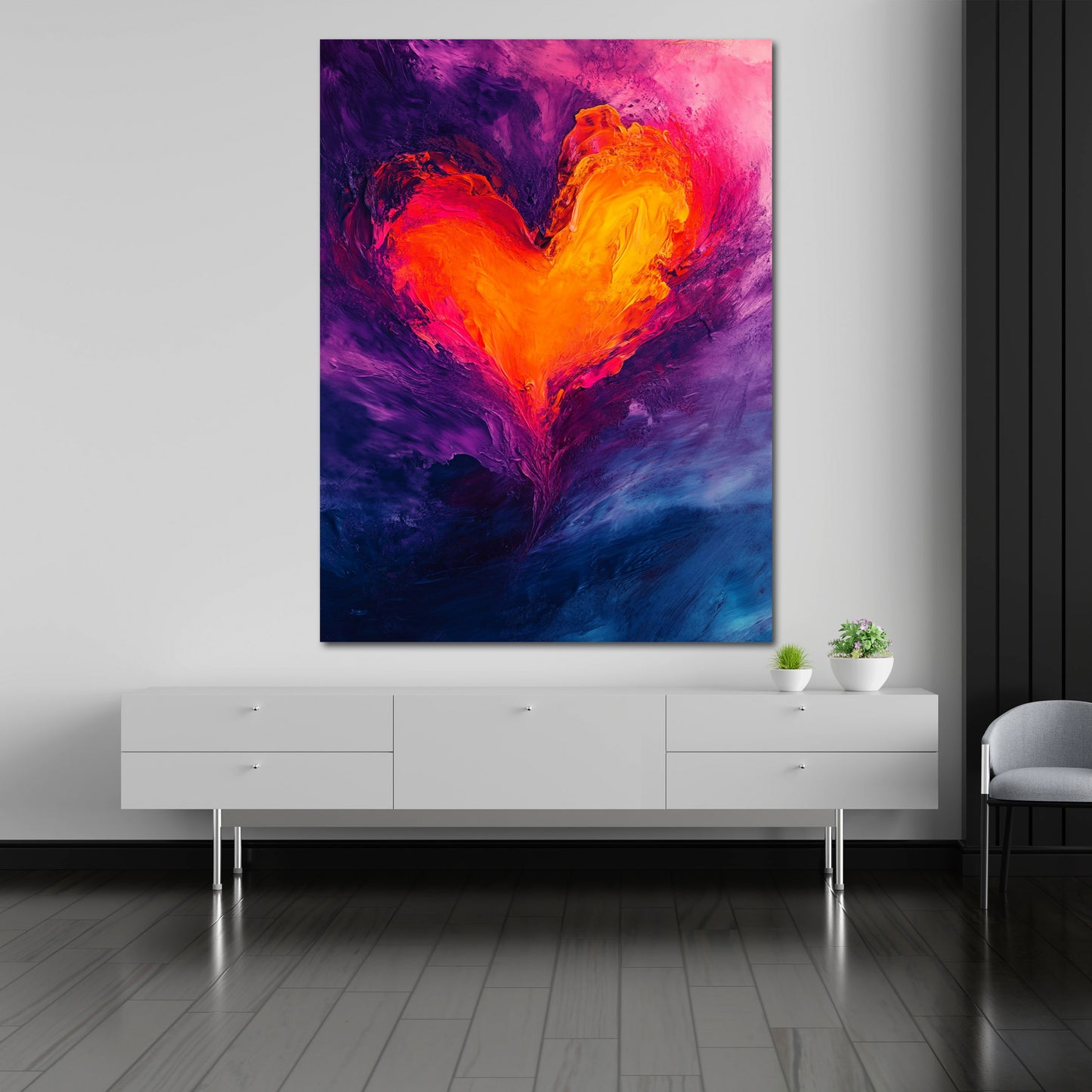 Abstrakt Herz Flammen Liebe Farbenspiel Wandbild