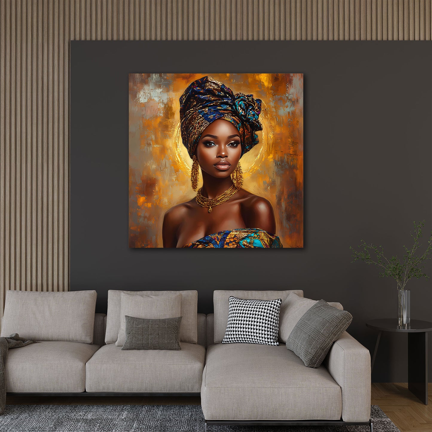 Afrikanische Frau Porträt Gold Schmuck Eleganz Wandbild