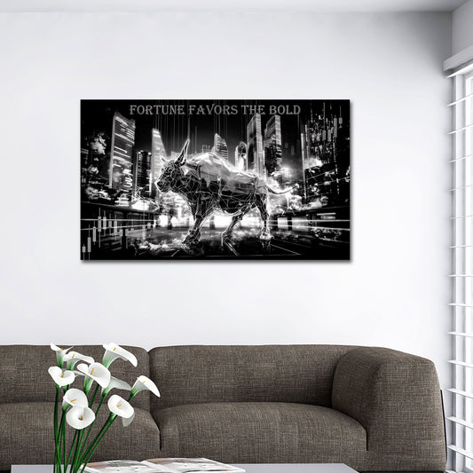 Börse Bulle schwarz weiß Finanzmarkt Trading Erfolg Wandbild