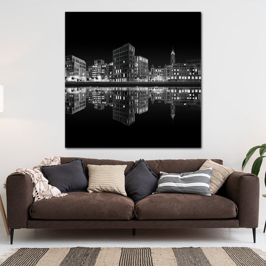 Bremen Skyline schwarz weiß Spiegelung Architektur Wandbild