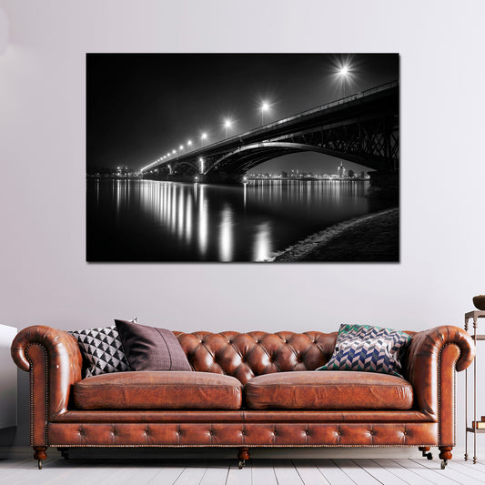 Brückenarchitektur Mainz schwarz weiß Theodor-Heuss Wandbild