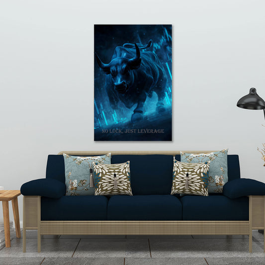 Börsen Bulle Motivation no luck just leverage Wandbild