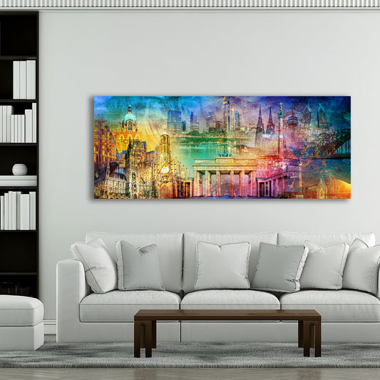 Deutschland Pop Art Städtecollage Architektur Highlights Wandbild