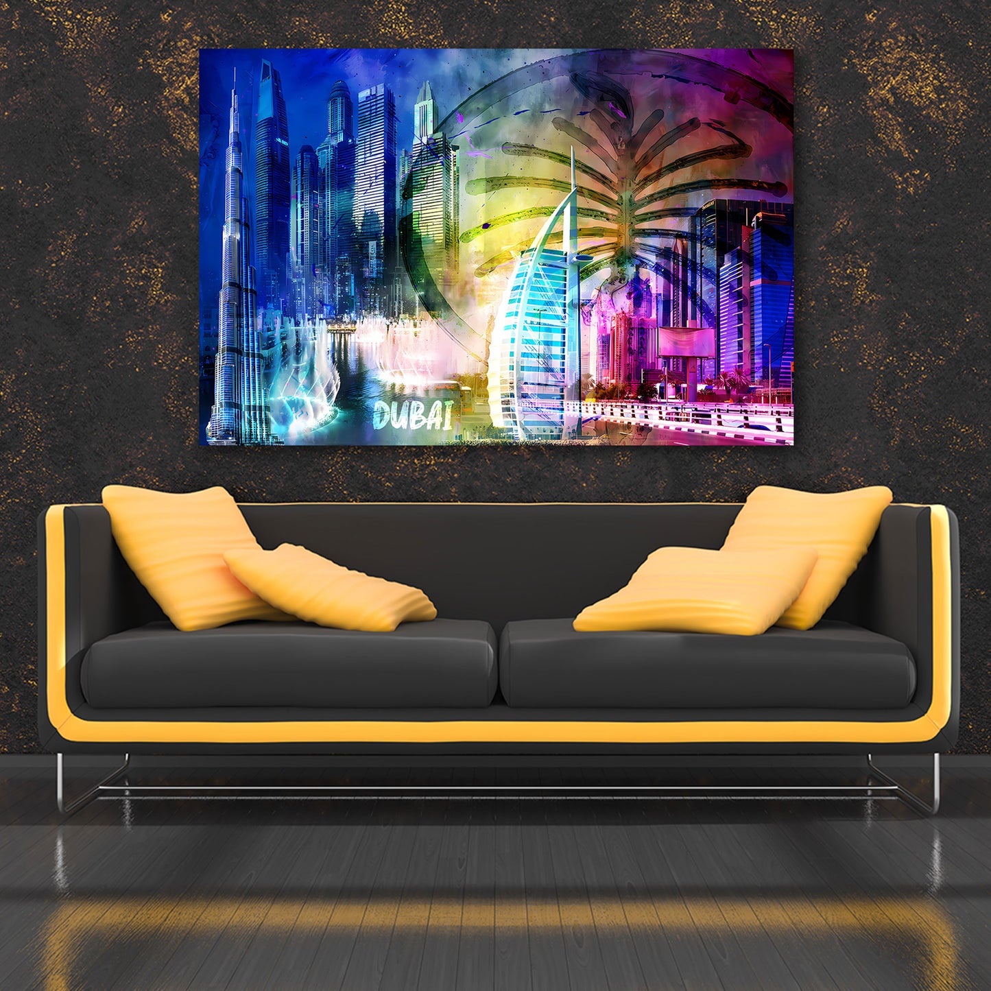 Dubai Pop Art Skyline Burj Khalifa Architektur Wandbild