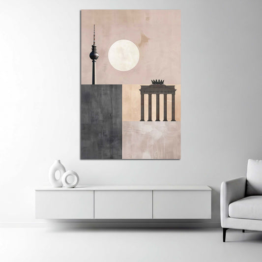 Fernsehturm Brandenburger Tor Berlin minimalistisch Wandbild