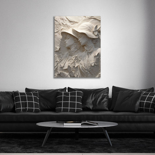 Frauen Skulptur Relief Schmetterlinge elegant Wandbild