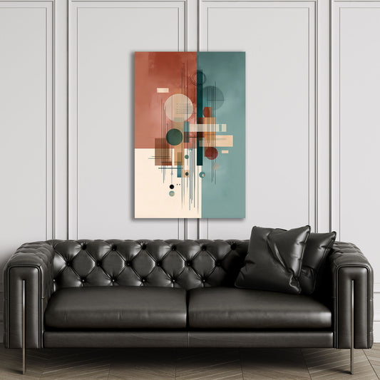 Geometrische Abstrakt Kreise Linien Farbflächen Wandbild