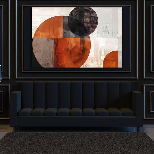 Geometrische Kreise Orange Braun Schwarz Wandbild