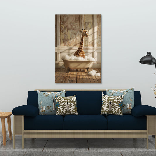 Giraffe Badewanne Schaumbad Vintage Badezimmer Wandbild