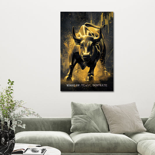 Goldener Bulle Börse Trading Erfolg wake up dominate Wandbild